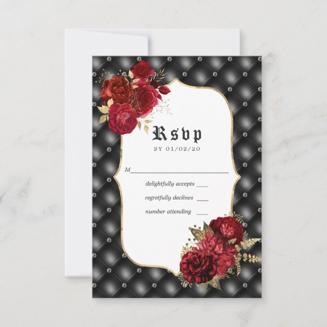 Tarjeta De Confirmación De Asistencia Boda gótico floral (Anverso)