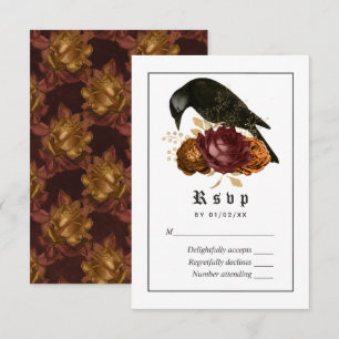Tarjeta De Confirmación De Asistencia Boda Gótico Grunge Raven