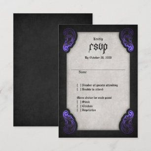 Tarjeta De Confirmación De Asistencia Boda gótico morado negro