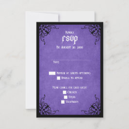 Tarjeta De Confirmación De Asistencia Boda gótico morado negro
