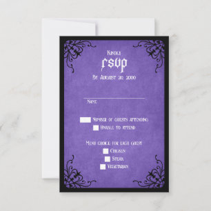 Tarjeta De Confirmación De Asistencia Boda gótico morado negro