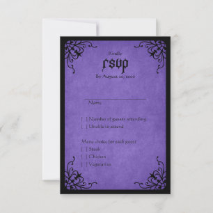 Tarjeta De Confirmación De Asistencia Boda gótico morado negro