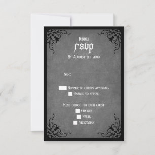 Tarjeta De Confirmación De Asistencia Boda gótico negro gris