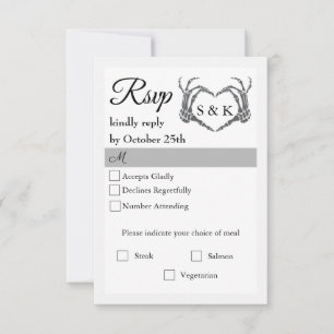 Tarjeta De Confirmación De Asistencia Boda Gótico Romántico Skeleton Hand Halloween