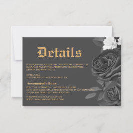 Tarjeta De Confirmación De Asistencia Boda gótico Rosa negro Tarot Tarjeta de cierre