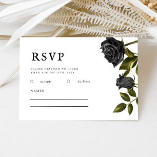 Tarjeta De Confirmación De Asistencia Boda gótico Rosas negros vintage