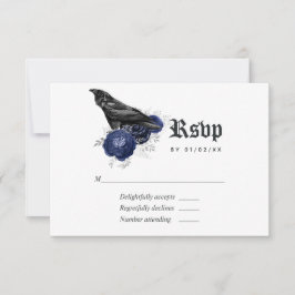 Tarjeta De Confirmación De Asistencia Boda gótico Rústico Floral Raven