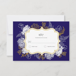 Tarjeta De Confirmación De Asistencia Boda gráfico de Blue Gold Botany