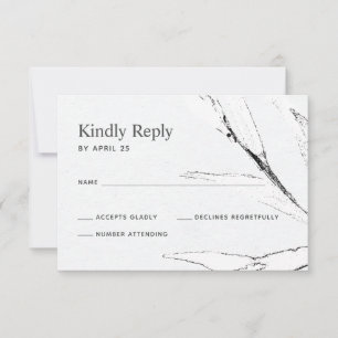 Tarjeta De Confirmación De Asistencia Boda gráfico de folletos modernos en blanco y negr