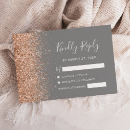 Tarjeta De Confirmación De Asistencia Boda Gris Brillo Melocotón