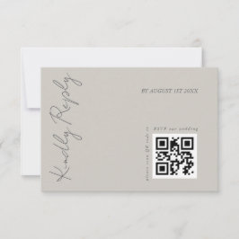 Tarjeta De Confirmación De Asistencia Boda Gris cálido moderno elegante código QR