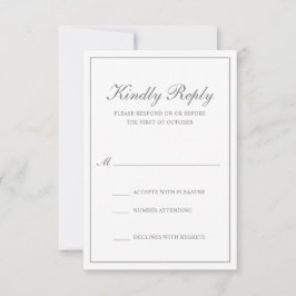 Tarjeta De Confirmación De Asistencia Boda gris elegante formal clásica tradicional