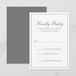 Tarjeta De Confirmación De Asistencia Boda gris elegante formal clásica tradicional