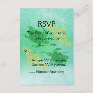 Tarjeta De Confirmación De Asistencia Boda Honu de Hawaii