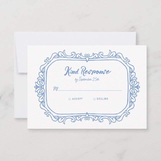 Tarjeta De Confirmación De Asistencia Boda ilustrado a mano dulce y sensacional (Anverso)