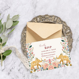 Tarjeta De Confirmación De Asistencia Boda india elegante Pichwai