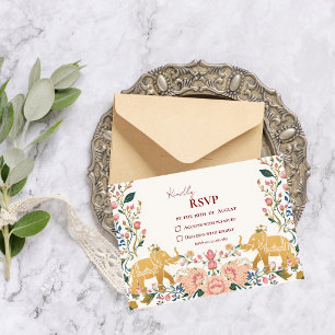Tarjeta De Confirmación De Asistencia Boda india elegante Pichwai