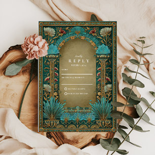 Tarjeta De Confirmación De Asistencia Boda Islámica con Arco Floral