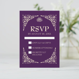 Tarjeta De Confirmación De Asistencia Boda Islámica Royal Plum