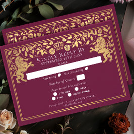 Tarjeta De Confirmación De Asistencia Boda León Real Medieval Rojo