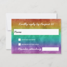Tarjeta De Confirmación De Asistencia Boda LGBTQA con Ombre de Arcoíris