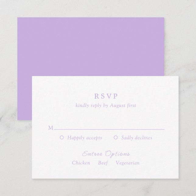 Tarjeta De Confirmación De Asistencia Boda Lilac Classic inagotable (Anverso / Reverso)