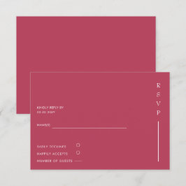 Tarjeta De Confirmación De Asistencia Boda Magenta Mínimo Moderno Simple Elegante