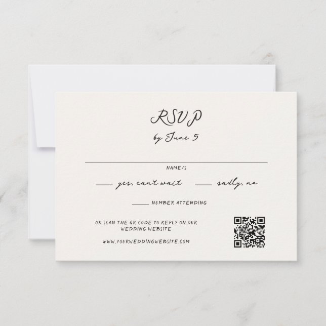 Tarjeta De Confirmación De Asistencia Boda manuscrito caprichoso (Anverso)