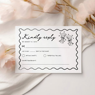 Tarjeta De Confirmación De Asistencia Boda manuscrito de mano dibujado a mano