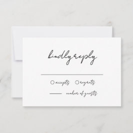 Tarjeta De Confirmación De Asistencia Boda manuscrito minimalista negro y blanco