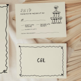 Tarjeta De Confirmación De Asistencia Boda manuscrito retro de mano sinusal escrita