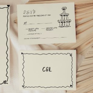 Tarjeta De Confirmación De Asistencia Boda manuscrito retro de mano sinusal escrita