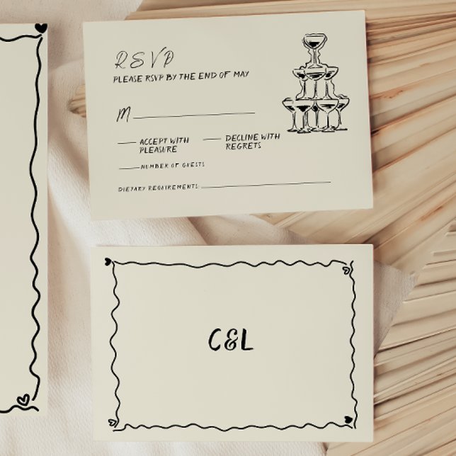 Tarjeta De Confirmación De Asistencia Boda manuscrito retro de mano sinusal escrita (Subido por el creador)