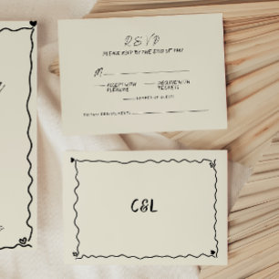 Tarjeta De Confirmación De Asistencia Boda manuscrito retro de mano sinusal escrita