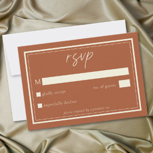 Tarjeta De Confirmación De Asistencia Boda Marco Minimalista Terracota Oxidada