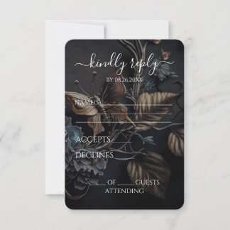 Tarjeta De Confirmación De Asistencia Boda Mariposa de Metal Steampunk