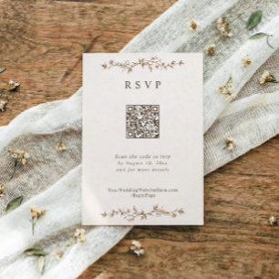 Tarjeta De Confirmación De Asistencia Boda marrón floral vintage francés
