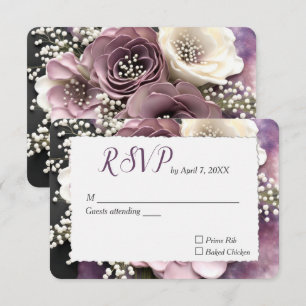 Tarjeta De Confirmación De Asistencia Boda Mauve Rosa con diseño respiratorio para bebé