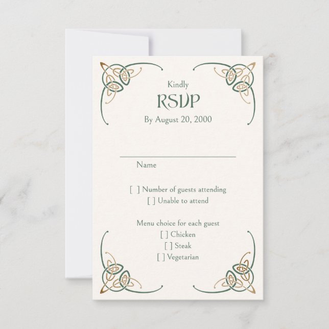Tarjeta De Confirmación De Asistencia Boda medieval de Fantasy Celtic (Anverso)