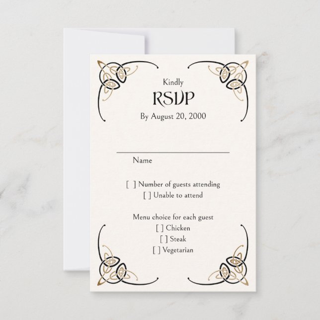 Tarjeta De Confirmación De Asistencia Boda medieval de Fantasy Celtic (Anverso)