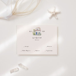 Tarjeta De Confirmación De Asistencia Boda Mediterránea Italiana Acuarela Pastel