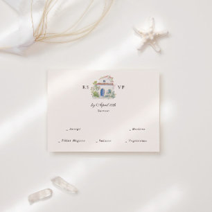 Tarjeta De Confirmación De Asistencia Boda Mediterránea Italiana Acuarela Pastel
