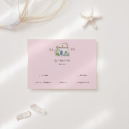 Tarjeta De Confirmación De Asistencia Boda Mediterránea Italiana Acuarela Pastel