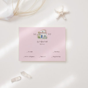 Tarjeta De Confirmación De Asistencia Boda Mediterránea Italiana Acuarela Pastel