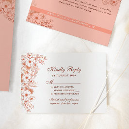 Tarjeta De Confirmación De Asistencia Boda Melocotón