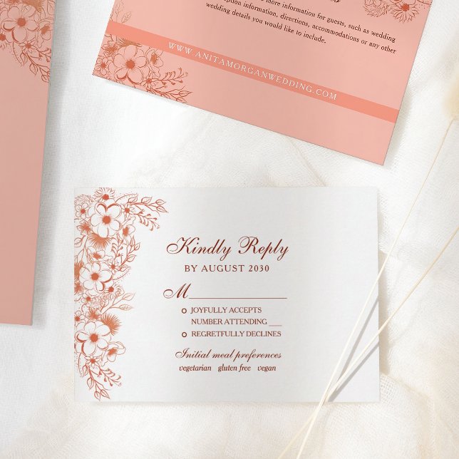 Tarjeta De Confirmación De Asistencia Boda Melocotón (Subido por el creador)