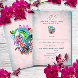 Tarjeta De Confirmación De Asistencia Boda mexicano de flores rusticas y españolas