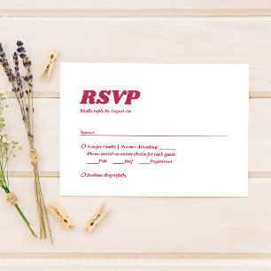 Tarjeta De Confirmación De Asistencia Boda Minimalista Audaz Chic Retro Viva Magenta