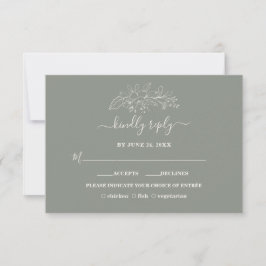 Tarjeta De Confirmación De Asistencia Boda Minimalista bohemio Sage Green