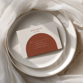 Tarjeta De Confirmación De Asistencia Boda Minimalista Boho Retro con Arco de Terracota
